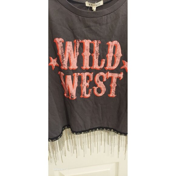 Pink Dinosaur Wild West Embellished Crop Top Size L Baevely Grey Pink - Picture 2 of 8